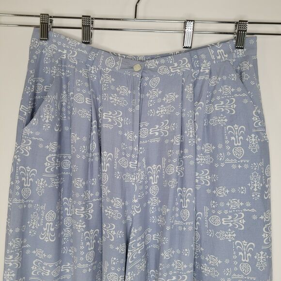 Vintage SK & COMPANY Blue White 2 Piece Set Size 12 90s Culottes Western Co-ord - Picture 10 of 14